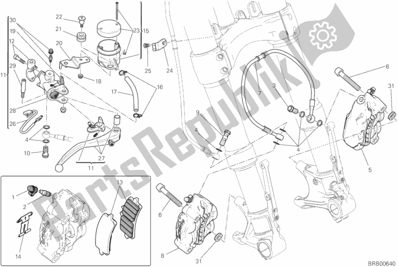 All parts for the Front Brake System of the Ducati Monster 1200 S USA 2020